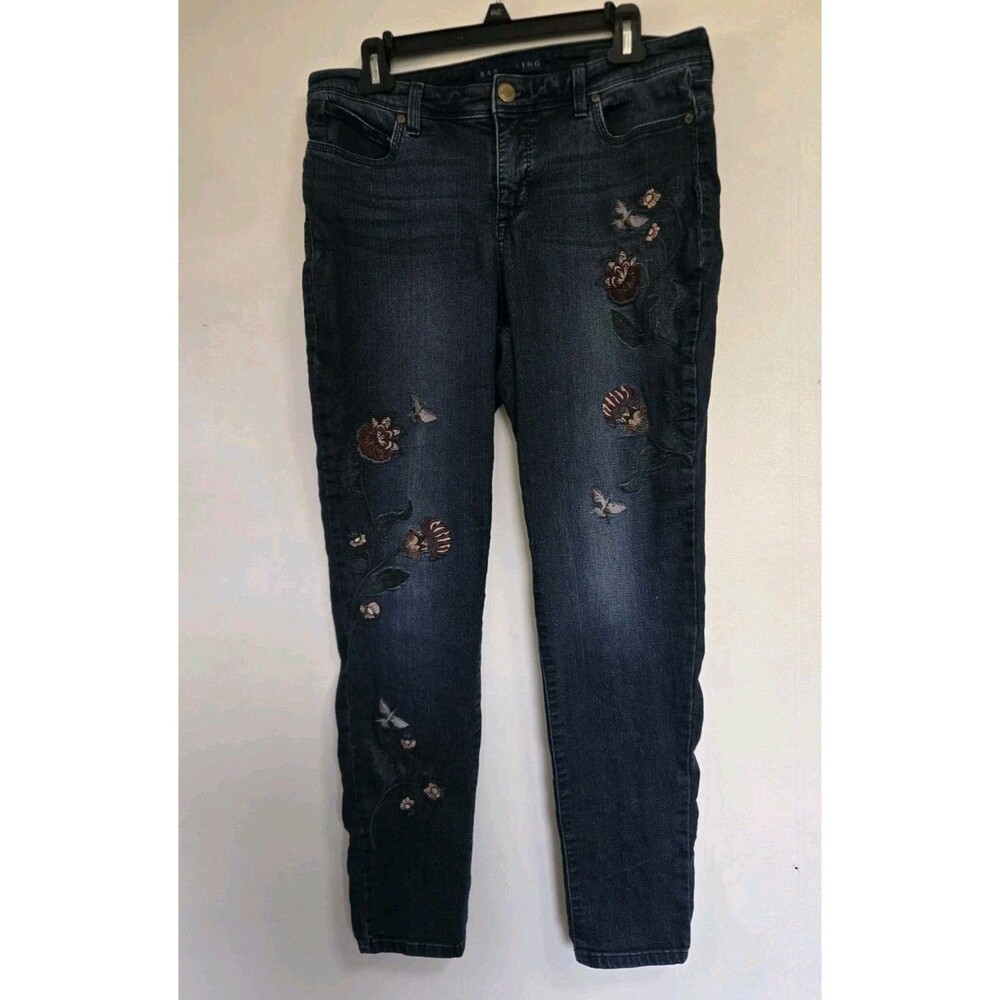 Bandolino Jeans Womens 12P Lisbeth Floral Embroidered Skinny Stretch